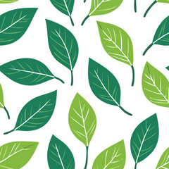 Seamless Tropical Leaf Pattern Vector - Green Banana Leaves Background Illustration