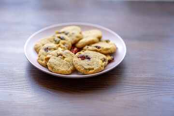 blueberry white chocolate chip cookies plate
