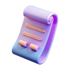 Pastel Purple Scroll: 3D Rendered Document Icon for Website and App Design 3D icon high quality resolution