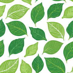 Obraz premium Seamless Tropical Leaf Pattern Vector - Green Banana Leaves Background Illustration