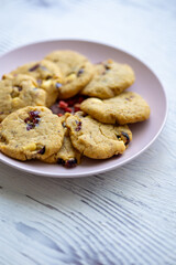 blueberry white chocolate chip cookies plate