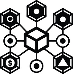  Blockchain and crypto icons silhouette