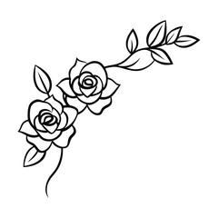 Elegant Rose Border Design with Cat Illustration