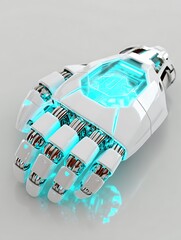 Futuristic robotic hand with glowing blue accents