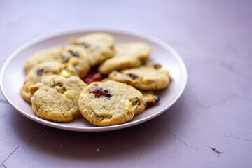 blueberry white chocolate chip cookies plate