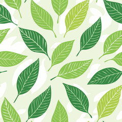 Fototapeta premium Seamless Tropical Leaf Pattern Vector - Green Banana Leaves Background Illustration