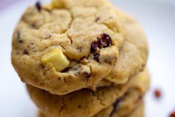 blueberry white chocolate chip cookies plate