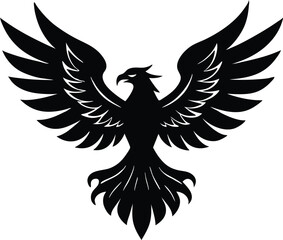 Fototapeta premium Bold graphic silhouette of a majestic eagle isolated on white background
