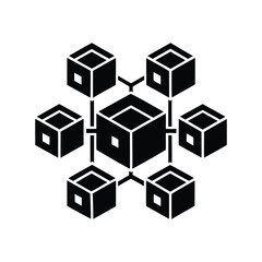 Network of Cubes Interconnected in a Decentralized Arrangement Depicting Distributed System