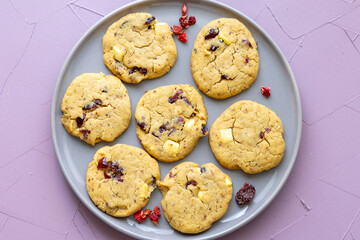 blueberry white chocolate chip cookies plate