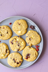 blueberry white chocolate chip cookies plate