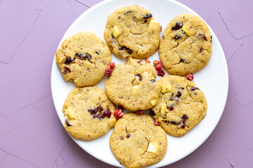 blueberry white chocolate chip cookies plate