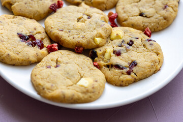 blueberry white chocolate chip cookies plate