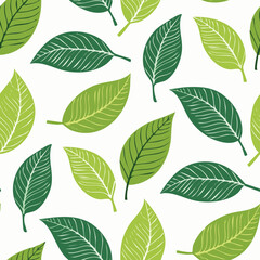 Seamless Tropical Leaf Pattern Vector - Green Banana Leaves Background Illustration