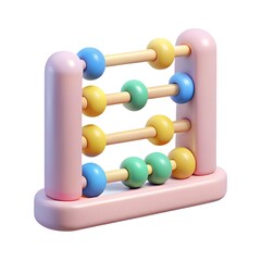 Pastel Pink Abacus: Child's Educational Toy, Counting Beads, Early Learning Resource 3D icon high quality resolution