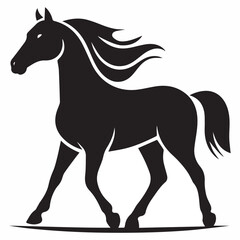 Obraz premium Minimal Horse Logo Design – Silhouette Style Vector Animal Icon, Elegant Line Art Graphic, Modern Equestrian Branding Symbol for Businesses
