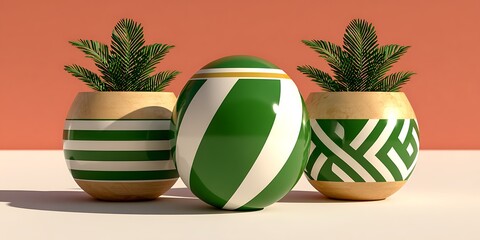 Decorative Planters with Tropical Plants