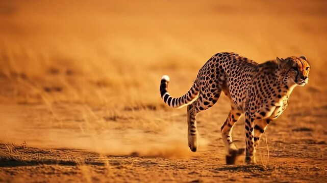Cheetah Running Speed Through African Savanna During Golden Hour - Powered by Adobe