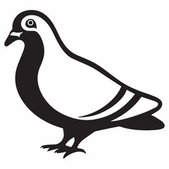 Obraz premium Minimal Silhouette Pigeon Logo Design in Vector Format – Modern Bird Icon, Simple Animal Graphic, Clean Line Art Branding Symbol