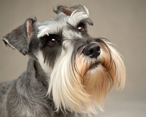 Miniature Schnauzer with a Beard and Eyebrows Looking Curious