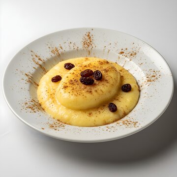 Spanish-style Canarian cornmeal dessert with milk, raisins, and cinnamon &ndash; Frangollo