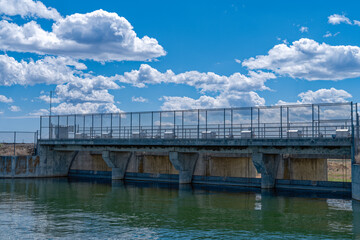 The gates of the dam at the Potholes Reservoir in Washington, USA