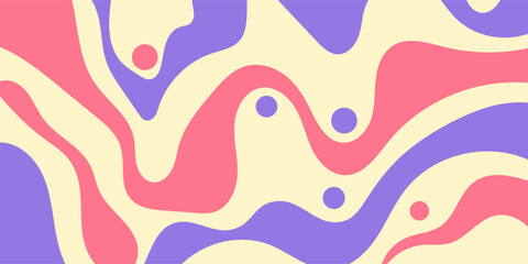 Abstract Trippy Hand Drawn Groovy Pattern Vector Design. Fun Vintage Y2k Wavy Texure. Modern Background Vector Illustrator