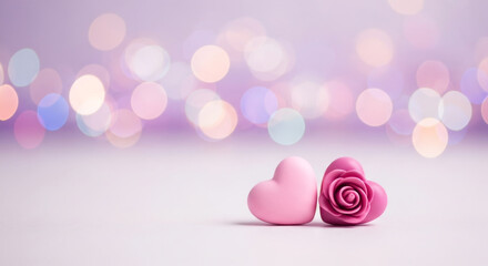 Romantic Pink Hearts And Rose Valentine's Day Background