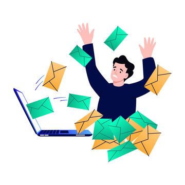 A flat style illustration showing email spamming
