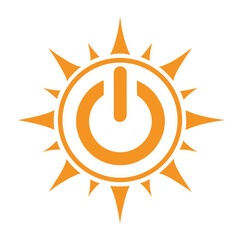 Orange power symbol with sun rays vector