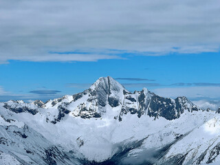 snow covered mountains in winter