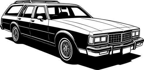 Vintage station wagon, Old School Estate Car vector illustration © создать 8 углов