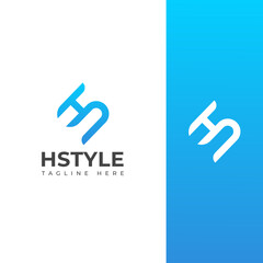 Elegant HS, SH Monogram Logo Design White Letters
