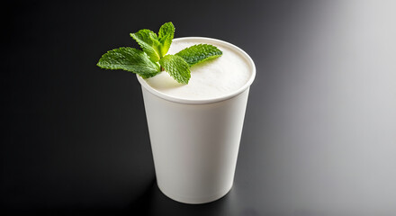 Minimalist Landscape of a Refreshing Mint Garnished Drink