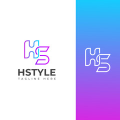 Elegant HS, SH Monogram Logo Design White Letters