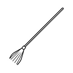 Isolated illustration of a classic wooden broomstick with a long handle perfect for halloween or fantasy themed graphic designs