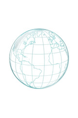 Glowing transparent Earth globe rotating on transparent background. Transparent