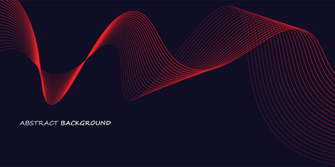 Abstract red wave line pattern on dark blue background. Futuristic technology concept.