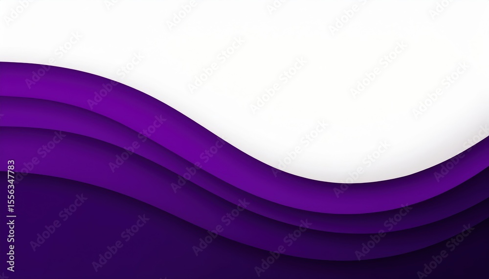 Wall mural abstract layered purple wave background with smooth curves and white negative space for modern web d