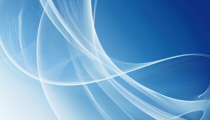 flowing white abstract lines on bright blue gradient sky background for modern web design or tech branding use

