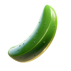 Green pickle with water droplets on a black background.