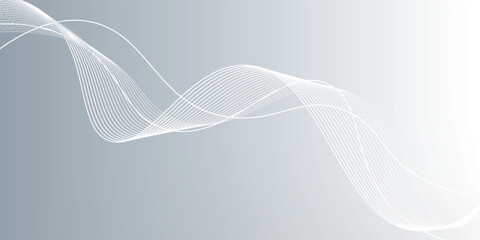 Gray and white abstract background with flowing particles.