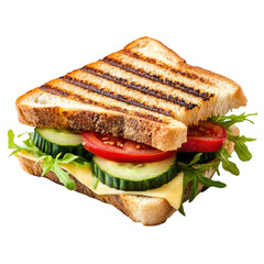 Grilled Cheese Sandwich with Tomato Cucumber and Arugula isolated on a transparent background image