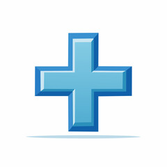 Fototapeta premium Blue Plus Sign on White Background