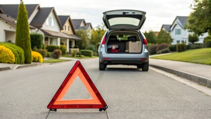 A silver SUV drives along a winding asphalt road through rolling green hills bathed in the warm, golden light of sunset or sunrise