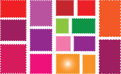 Fototapeta premium Colorful zigzag edge frames scallop scalloped edge red color shape rectangle with zigzag shape with zigzag edge frame square shape various with scallop edge rectangle shape 
