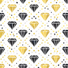 Geometric Diamond Pattern: Gold Black White Luxury Texture