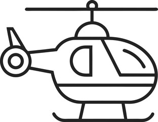 Outline icon of a helicopter on a transparent background