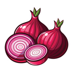 Onion isolated on a white background. red onion vector set illustration isolated on white.