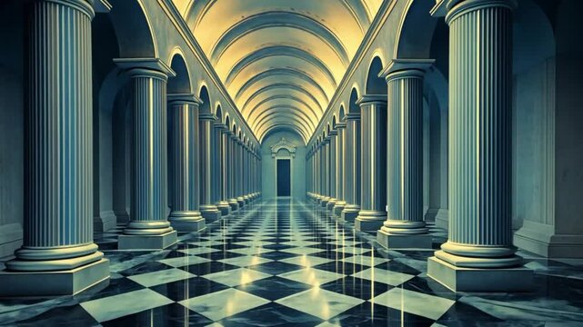 Grand Hallway of Classical Architecture